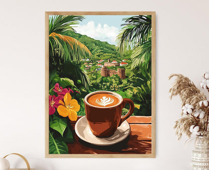 Affiche Chocolat Chaud à Basseterre – Art de Patrimoine Saint-Kitts