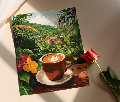 Affiche Chocolat Chaud à Basseterre – Art de Patrimoine Saint-Kitts