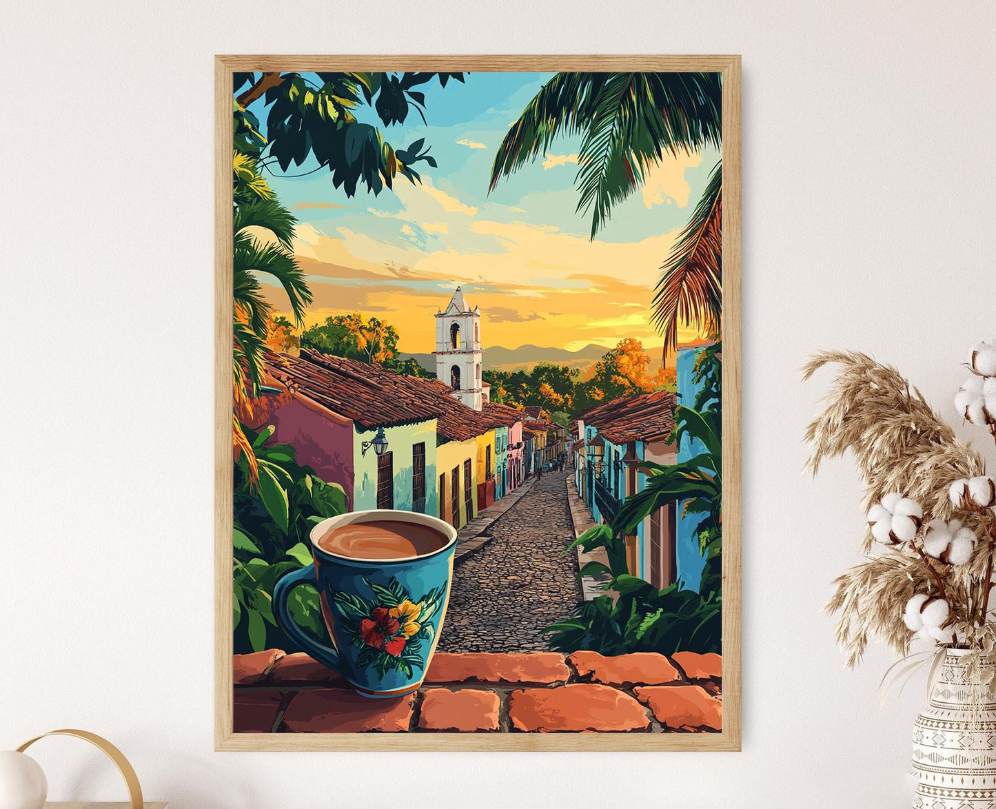 Affiche Chocolat Chaud à Trinidad – Art Cubain au Charme Colonial