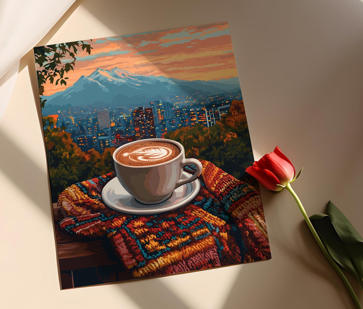 Affiche Rustique Chocolat en Tasse – Poster Art des Andes Chiliennes
