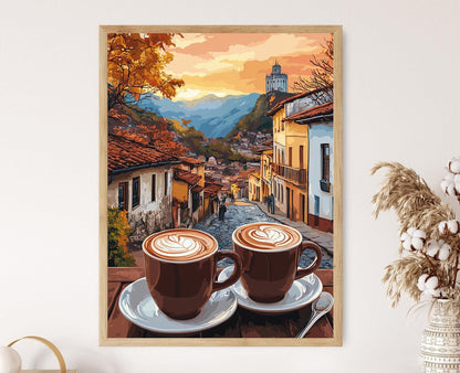 Affiche Chocolat Santafereño – Poster Art Héritage Colombien à Bogotá