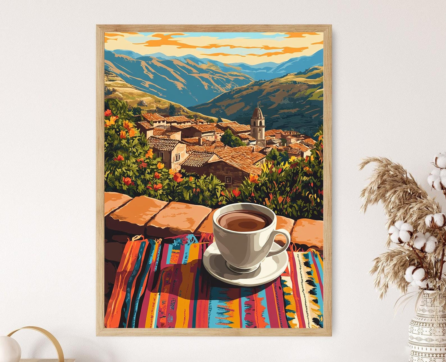Affiche Chocolat Chaud à Cusco – Poster Textiles Andins & Art Taza