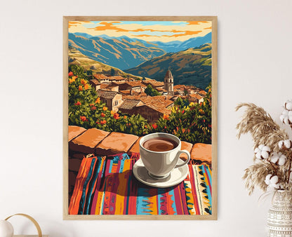 Affiche Chocolat Chaud à Cusco – Poster Textiles Andins & Art Taza