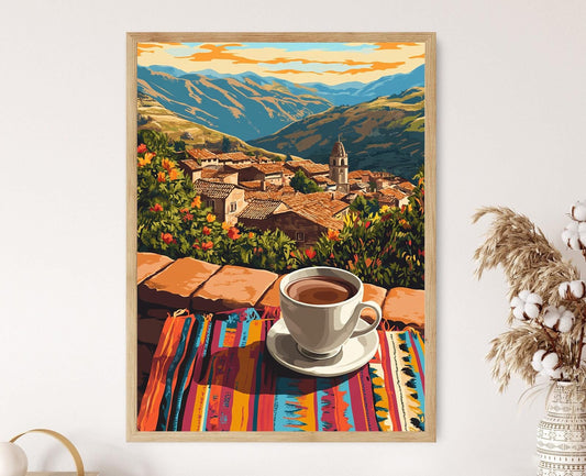 Affiche Chocolat Chaud à Cusco – Poster Textiles Andins & Art Taza