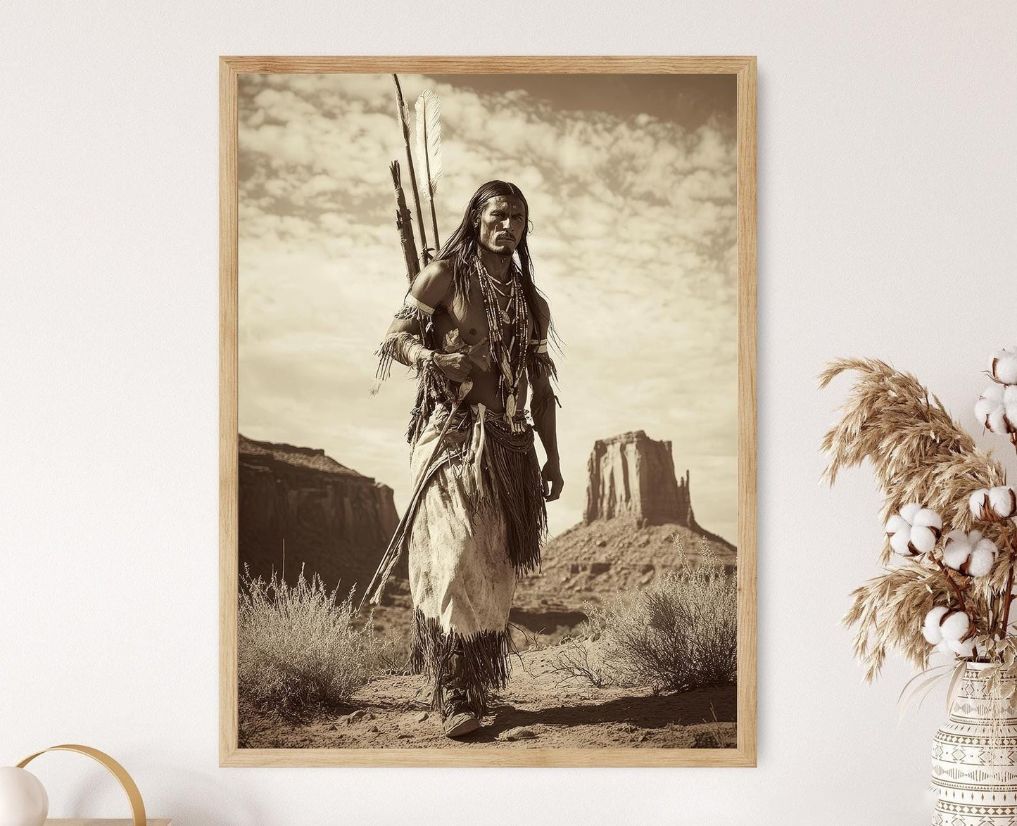 Affiche Guerrier Apache – Poster Art Traditionnelle & Histoire Amérindienne