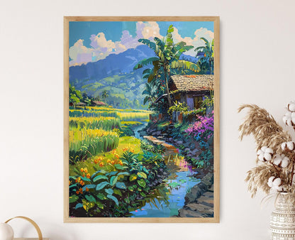 Affiche Village Traditionnel Filipino – Œuvre d'Art Authentique, Cadeau Exquis