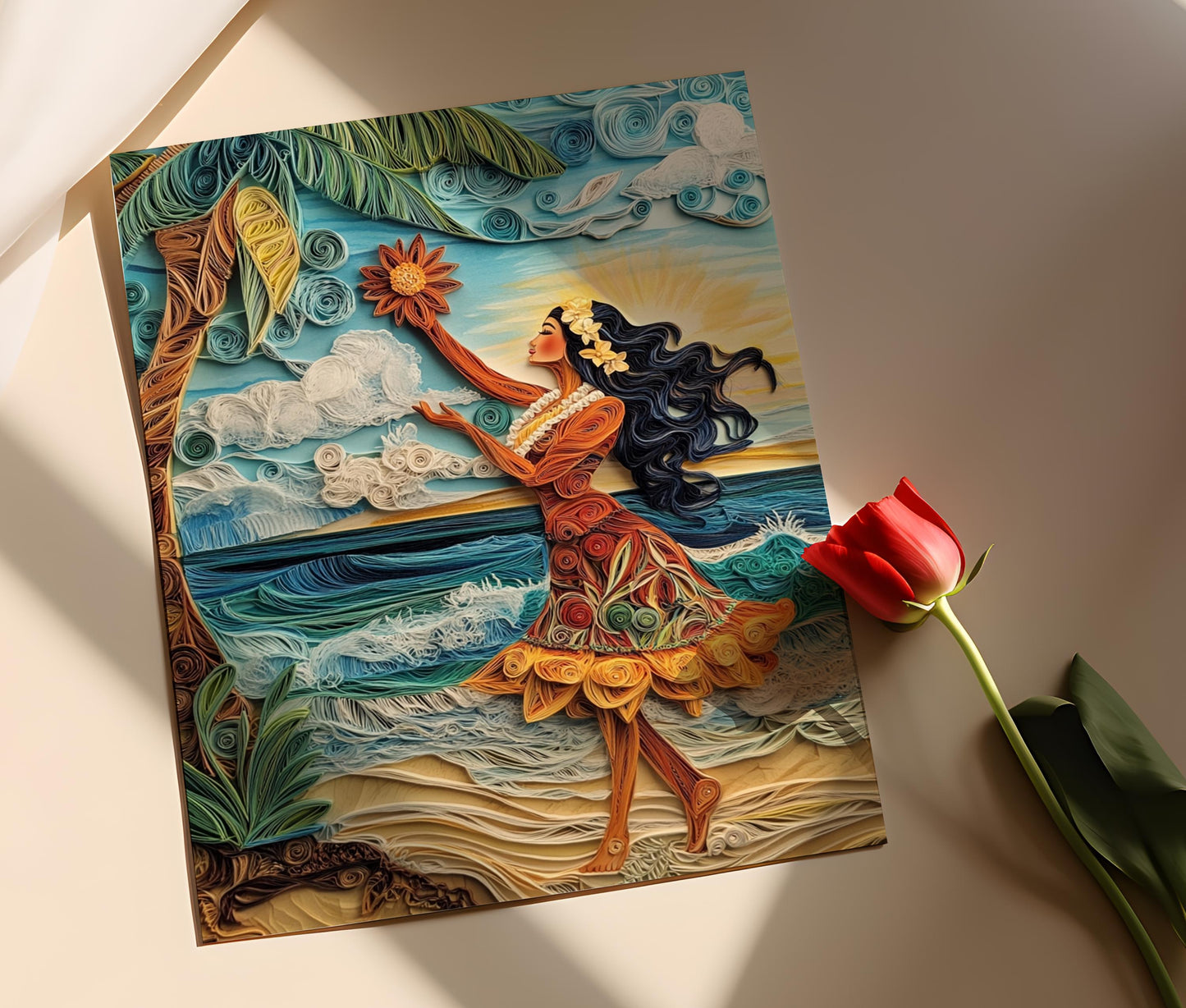 Affiche Hula de Hilo – Poster Illustration Tropicale d'Hawaï