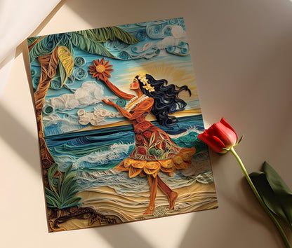 Affiche Hula de Hilo – Poster Illustration Tropicale d'Hawaï