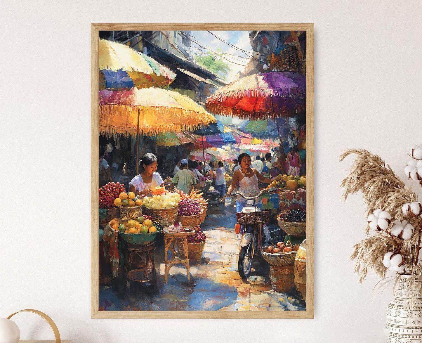 Affiche Marché de Manille – Poster Fruits Tropicaux et Artisanat Capiz