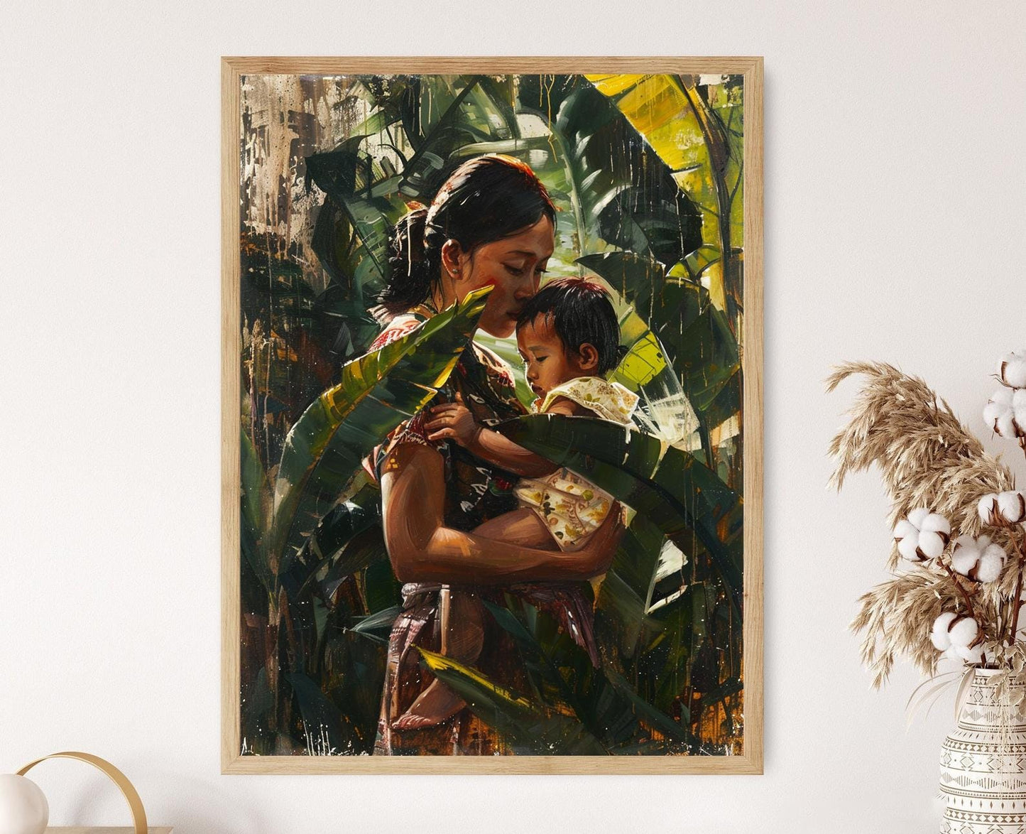 Affiche Mère et Enfant Philippin – Toile Scène Traditionnelle des Philippines