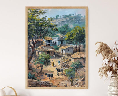 Affiche Village Indien traditionnel – Impression artistique culturelle