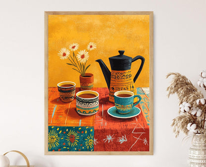 Affiche Cérémonie du Café Éthiopien – Poster Art traditionnel et poterie