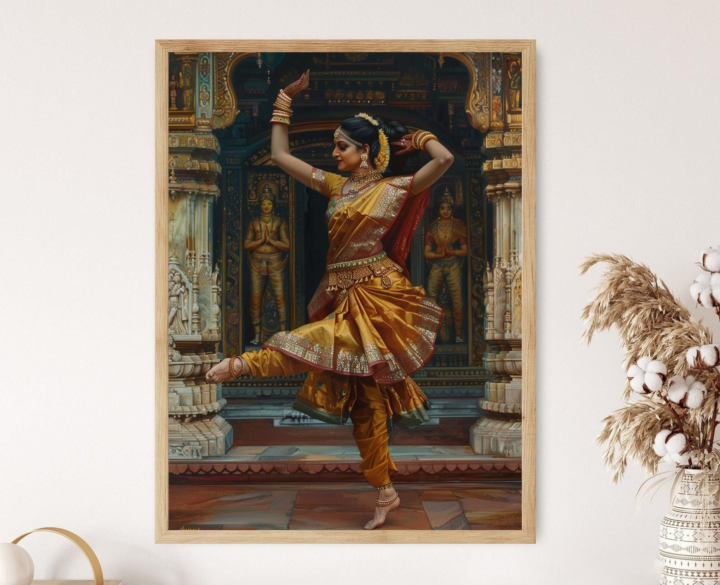 Affiche Danse Bharatanatyam – Giclée Art Indien, Décor Mural Éclatant