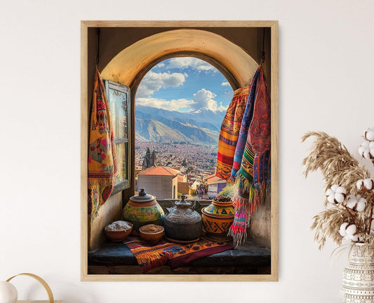 Affiche La Paz Bolivie – Impression artistique des Andes et textiles