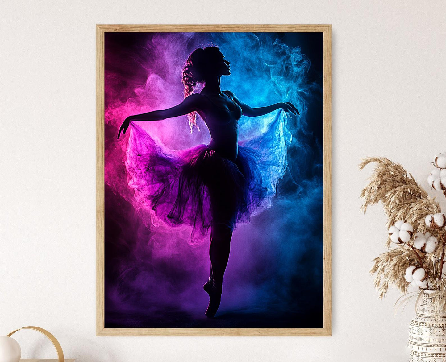 Affiche Danseuse – Impression Art avec Silhouette Fumée Néon