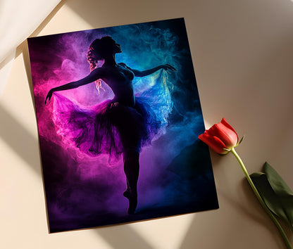 Affiche Danseuse – Impression Art avec Silhouette Fumée Néon
