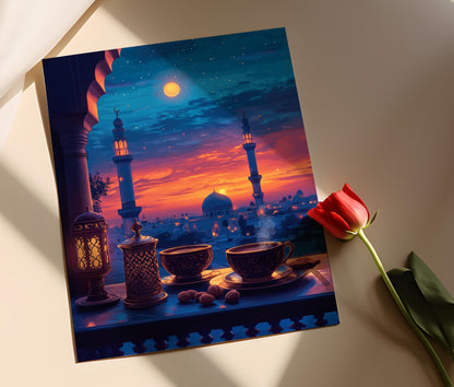 Affiche Karbala – Poster Art Religieuse Irakienne, Vue du Sanctuaire Nocturne