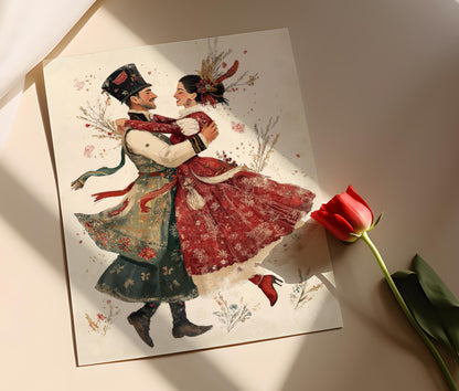 Affiche Danse Csárdás – Poster Art avec Costumes Traditionnels