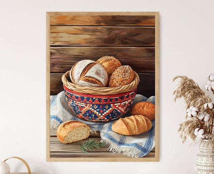 Affiche Panier à Pain Bulgare – Poster Décor Folk de Cuisine