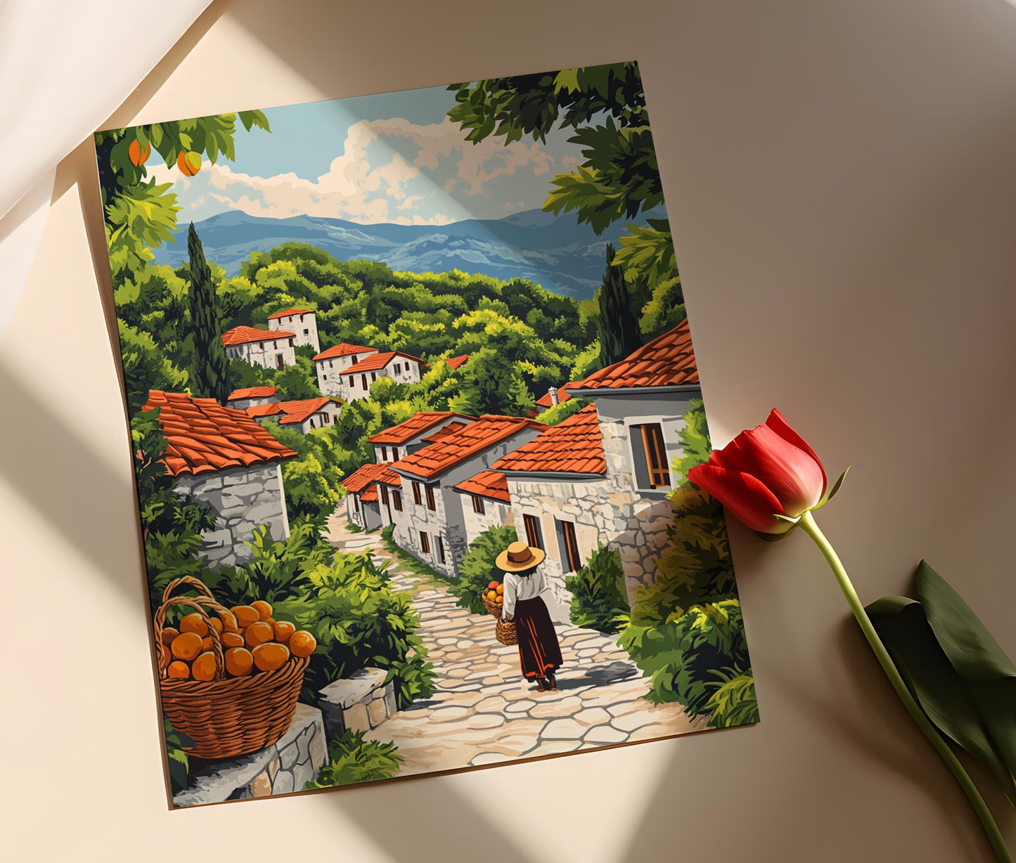 Affiche Village Macédonien – Poster Art Culturelle en Tenue Traditionnelle