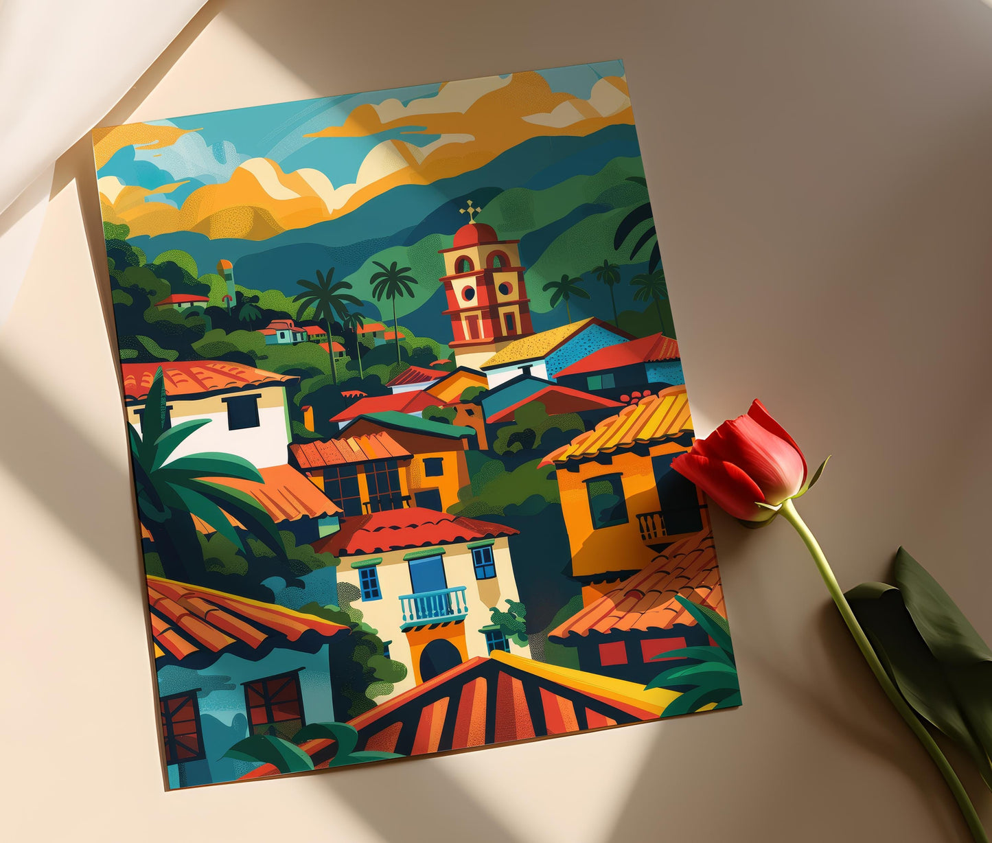 Affiche Colombie – Imprimé artistique paysage vibrant