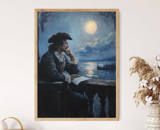 Affiche Cyrano de Bergerac – Poster Romance au clair de lune, déco littéraire