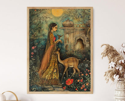 Affiche Art Mughal - Peinture Indienne Traditionnelle - Élégante Décoration