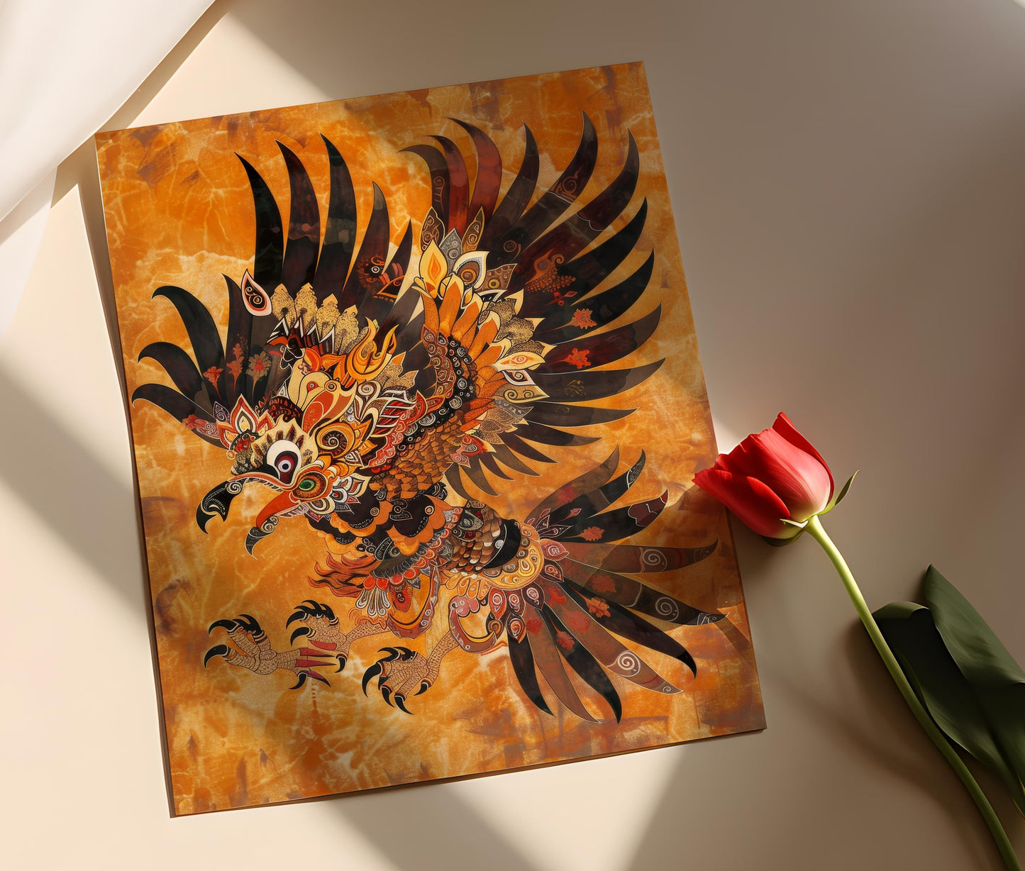 Affiche Oiseau Garuda – Art détaillé, Décoration murale spirituelle
