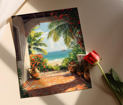 Affiche Terrasse de Chennai – Poster Art Côtière, Kolam et Bengal