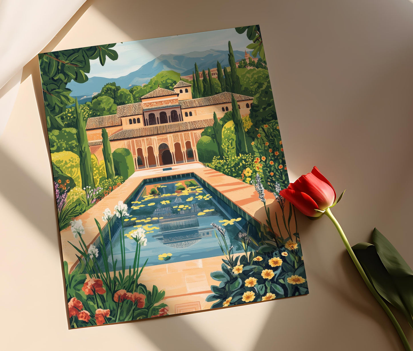 Affiche Alhambra – Poster Art Décoratif, Architecture Mauresque de Grenade