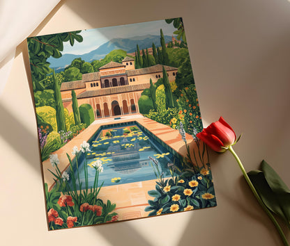 Affiche Alhambra – Poster Art Décoratif, Architecture Mauresque de Grenade