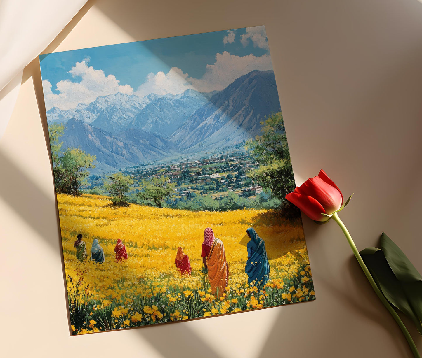 Affiche Champs de Moutarde du Punjab – Poster Femmes en Fleurs
