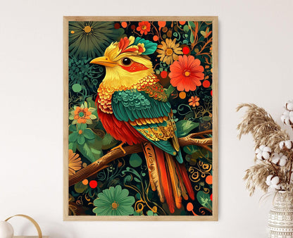 Affiche Quetzal Guatémaltèque – Poster Art Maya et Textile Local