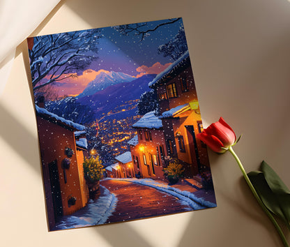 Affiche Scène de Bogotá – Poster Artistique de la Ville Enneigée