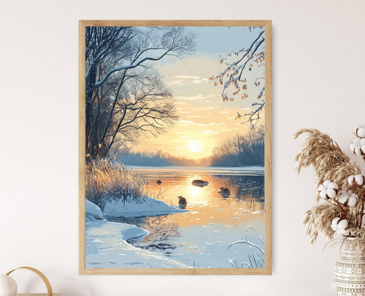 Affiche Scène d'Hiver au Pantanal – Poster Paysage Neigeux du Brésil