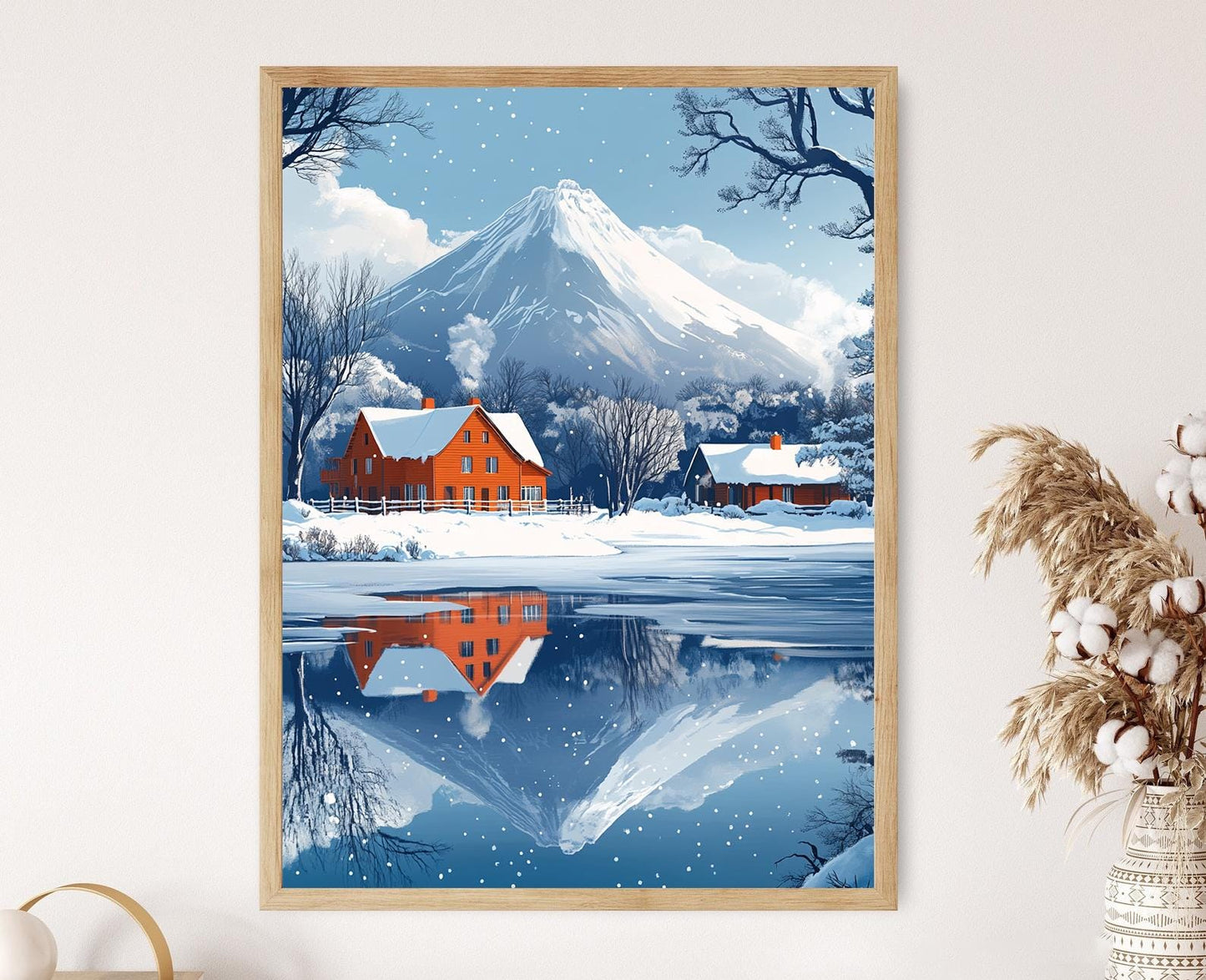 Affiche Pucón – Impression Art déco de paysage enneigé du Chili