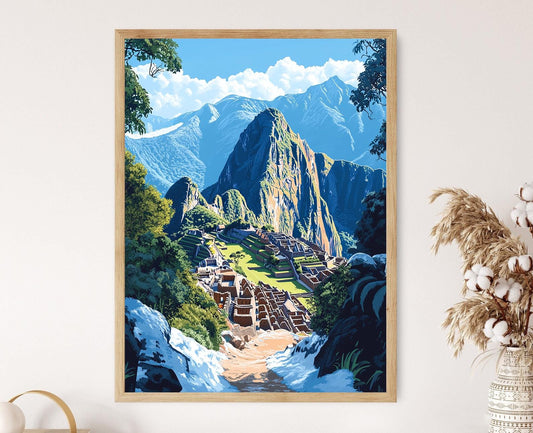 Affiche Machu Picchu – Impression d'art hiver, paysage enneigé du Pérou