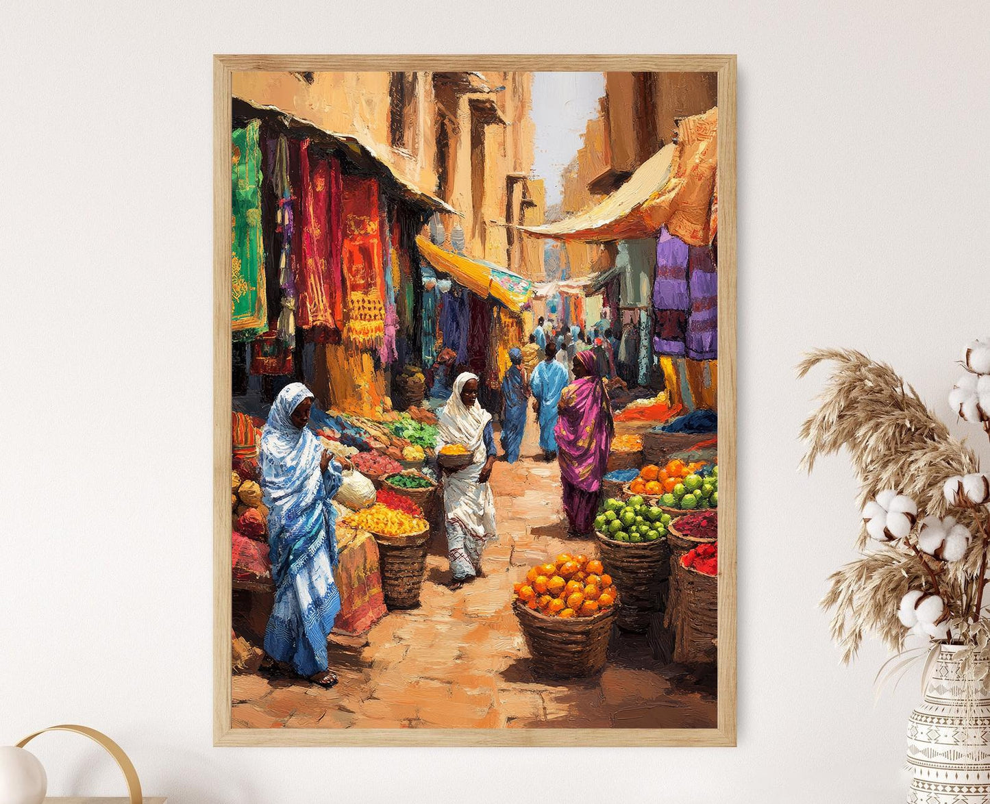 Affiche Marché Soudanais – Poster Scène de Marché Africain Vibrant