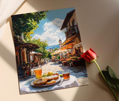 Affiche Petit-déjeuner Traditionnel – Poster Art de Bitola, Mékici et Marché