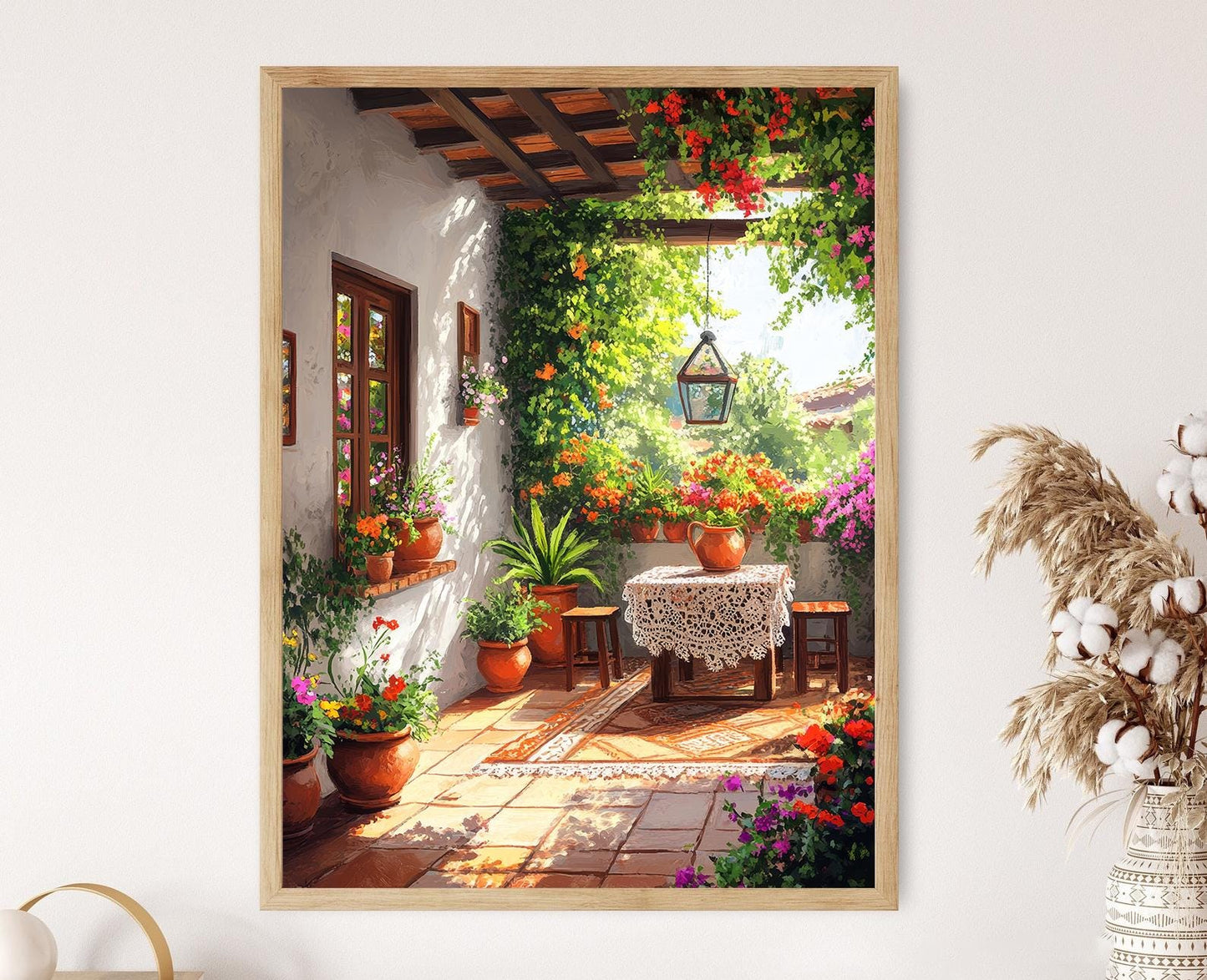 Affiche Décor Patios Paraguayens – Poster Illustration Rurale Ñanduti