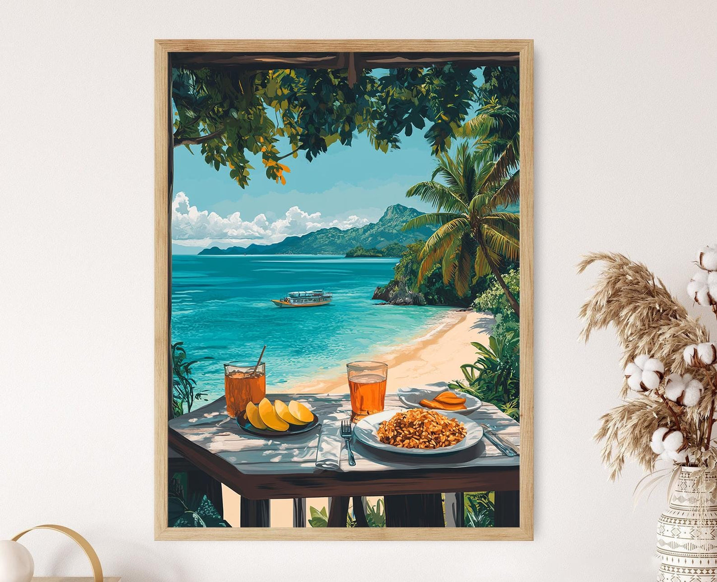 Affiche Petit-déjeuner avec Danggit – Art culturel philippin avec vue insulaire