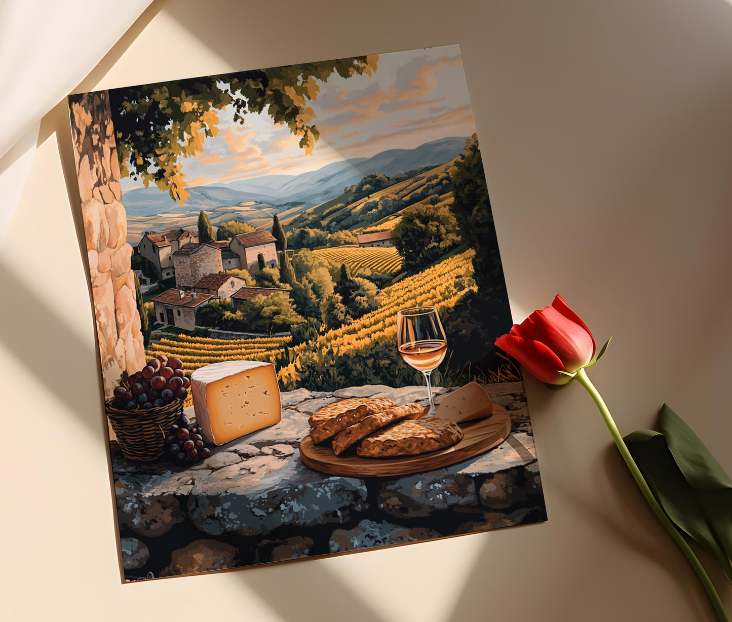 Affiche Rustique de Petit-Déjeuner – Impression Art de Pain d'Épices et Vignoble