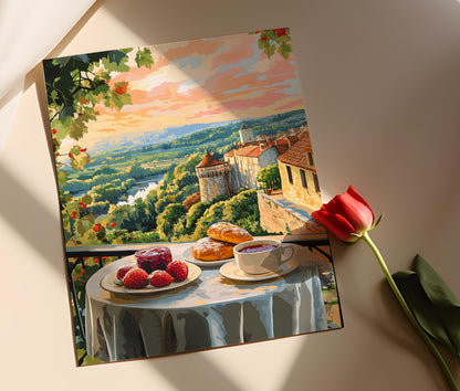Affiche Petit-Déjeuner en Loire – Impression Brioche et Château