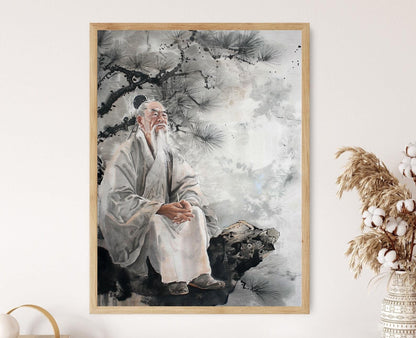 Affiche Zhuang Zhou – Impression sur toile peinte à la main, Taoïsme calme