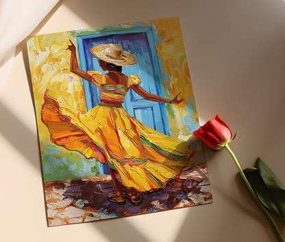 Affiche Danseuse Bomba et Plena – Art Vibrant de Porto Rico, Cadeau Culturel