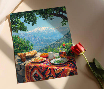 Affiche Petit Déjeuner Traditionnel à Sulaymaniyah – Imprimé Héritage Kurde