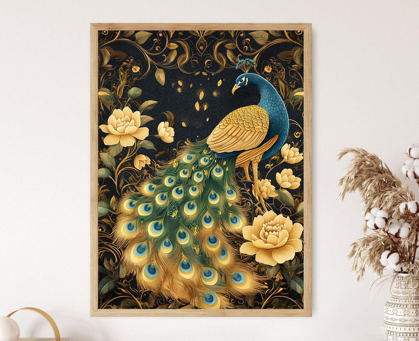 Affiche Ornement de Paon Royal Thaï – Poster Décor Traditionnel Thaïlandais