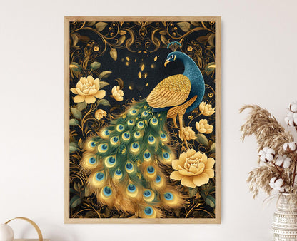 Affiche Ornement de Paon Royal Thaï – Poster Décor Traditionnel Thaïlandais