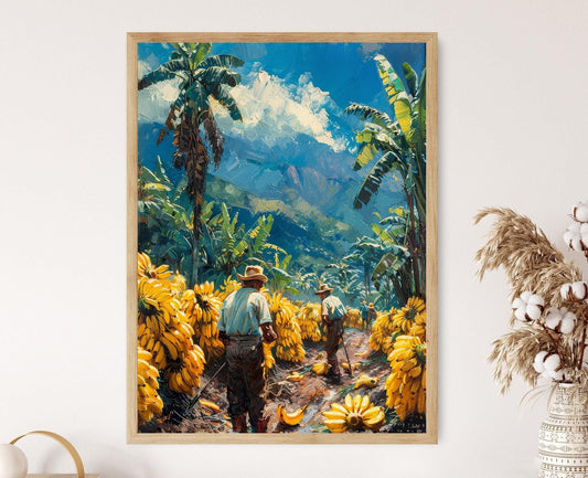 Affiche de Fermiers de Bananes Brésiliens – Œuvre d'Art Villageoise Vive
