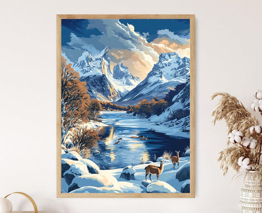 Affiche Patagonie Chilienne – Art Print Paysage Hivernal en Neige